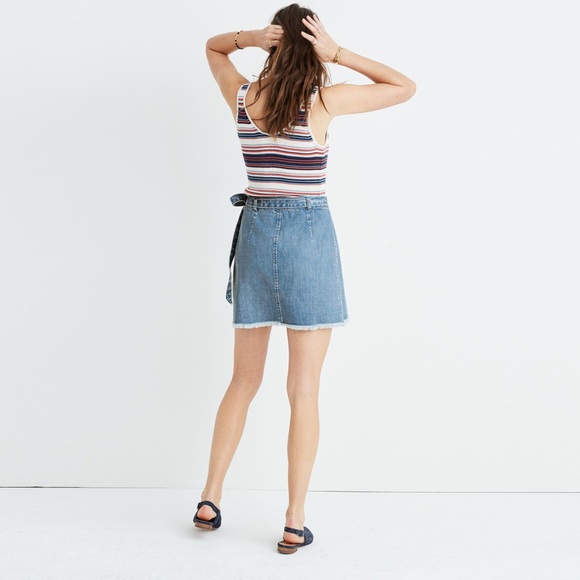 madewell denim wrap skirt